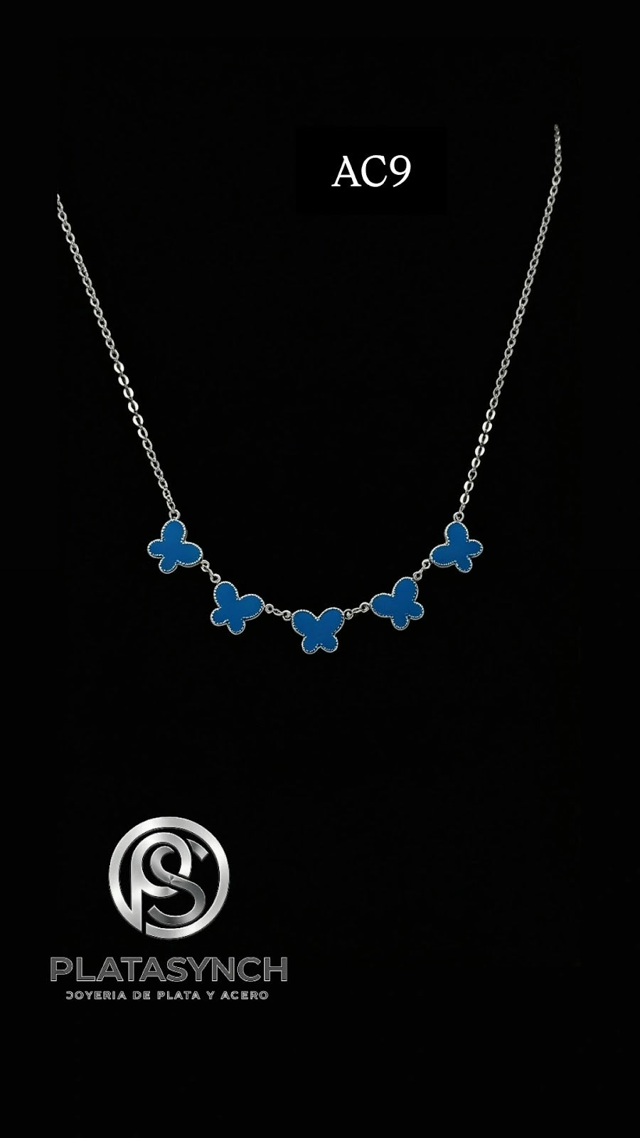 AC9 - Collar acero mariposas azules