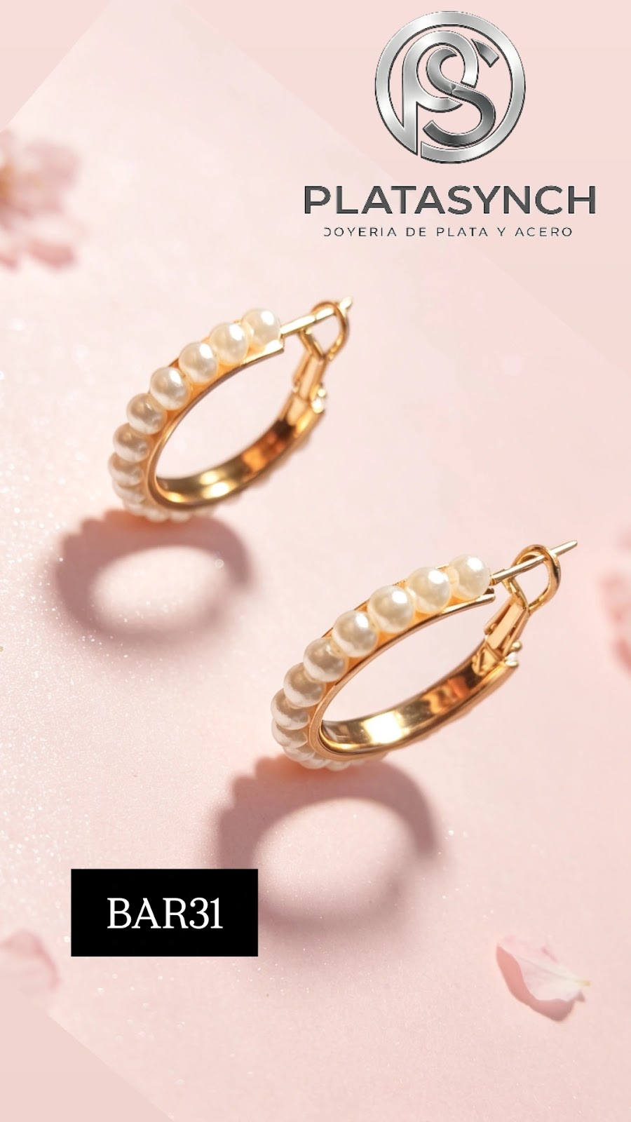 BAR31 - Aretes brass Tipo C - de perlas