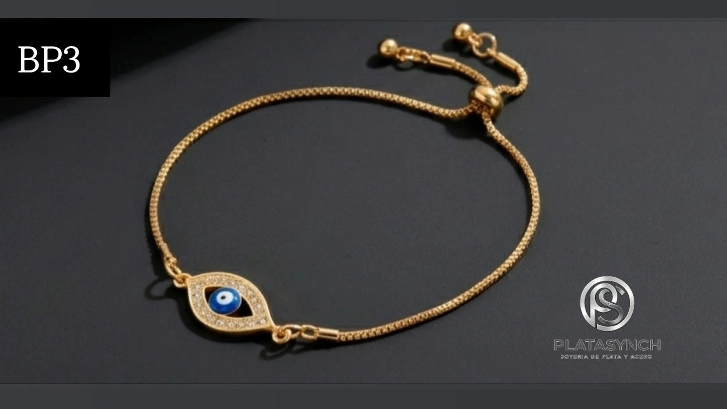 BP3 - Pulceras brass dorado Ojo Turco Ovalada