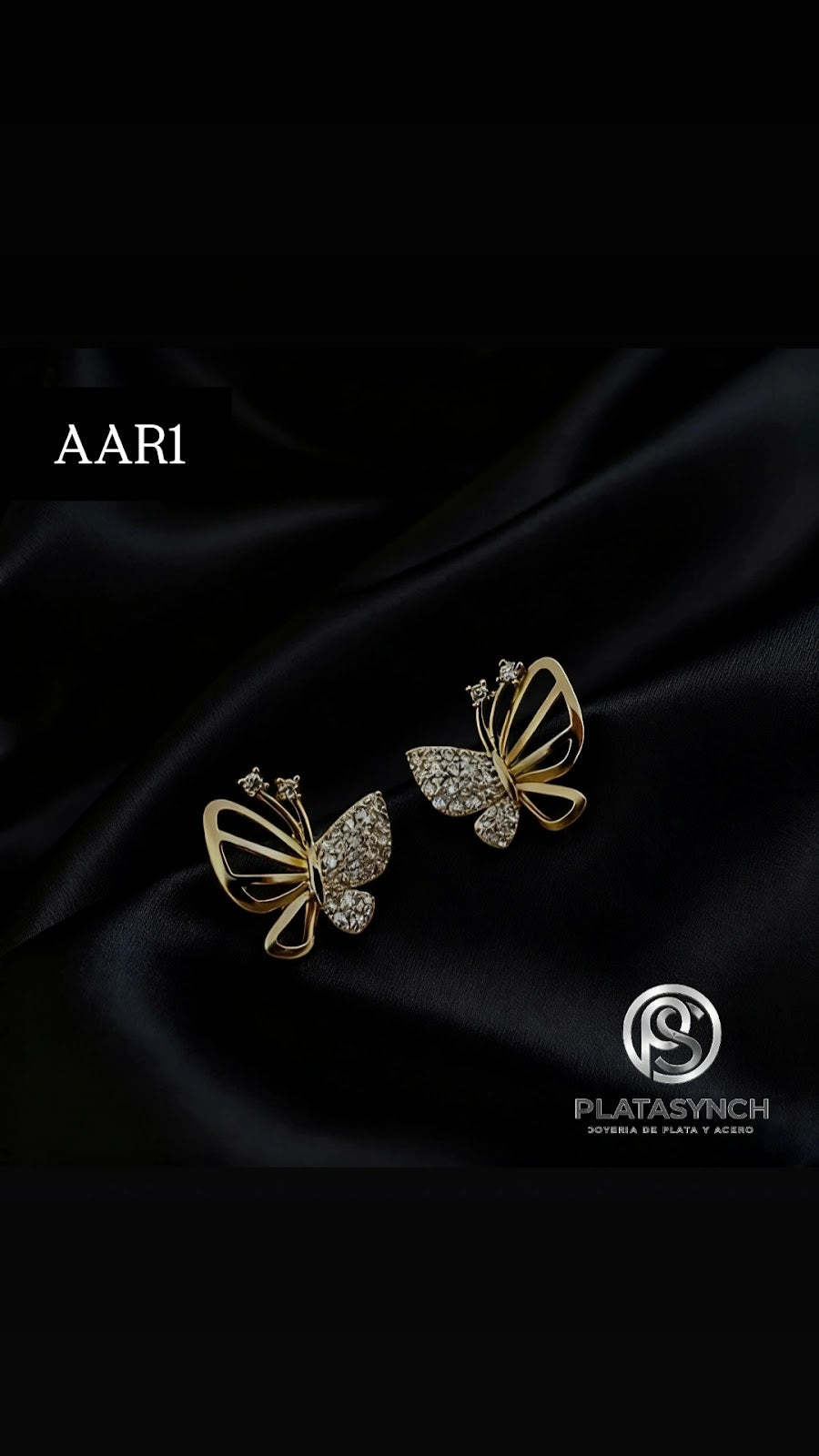 AAR1 - Aretes Acero mariposa dorado
