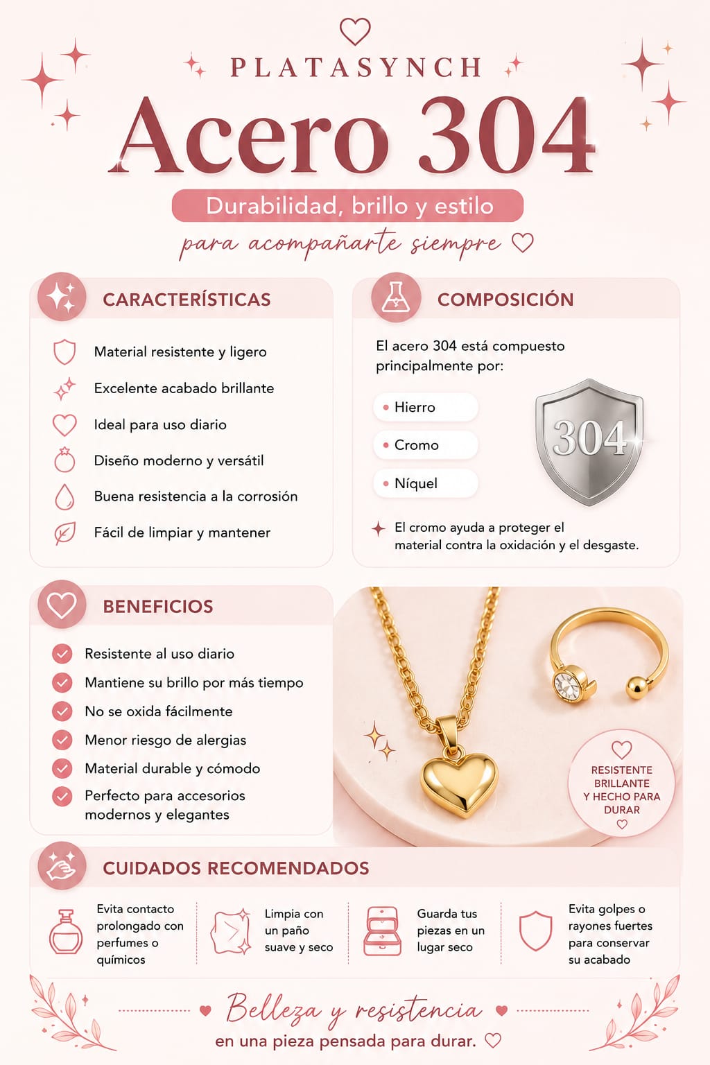 Joyería de Acero 304: Resistente para el día a día