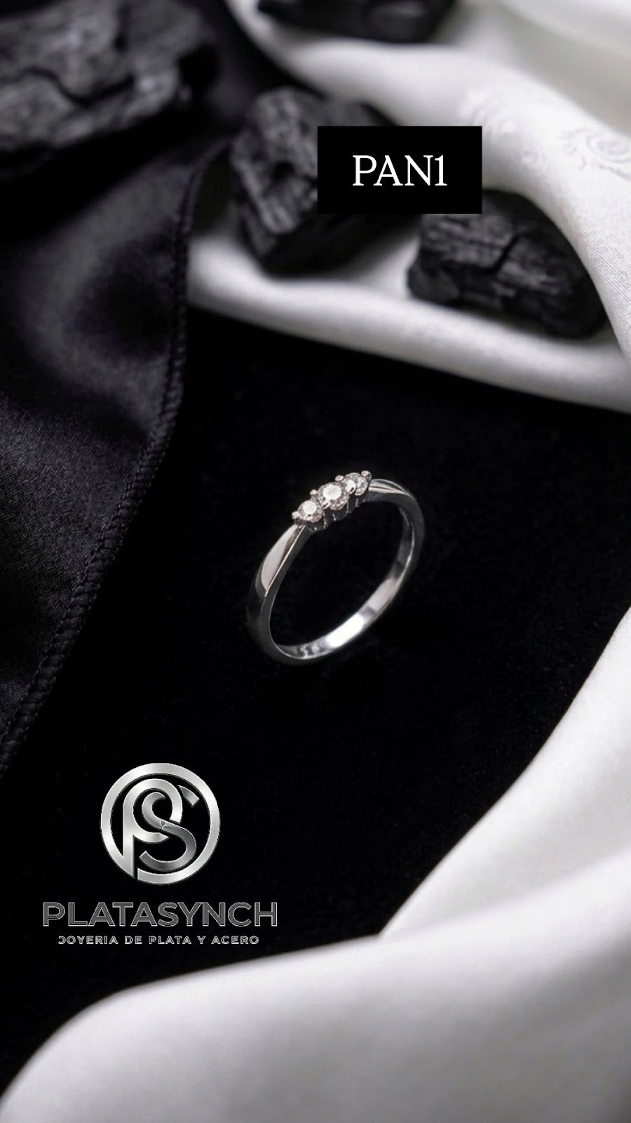 PAN1 - Anillo Plata 925 3 mini circoneas