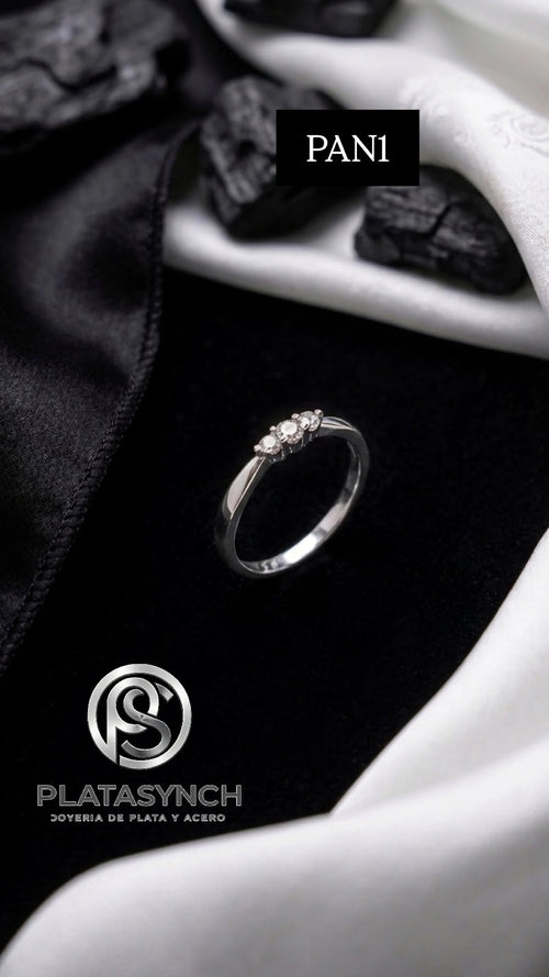 PAN1 - Anillo Plata 925 3 mini circoneas