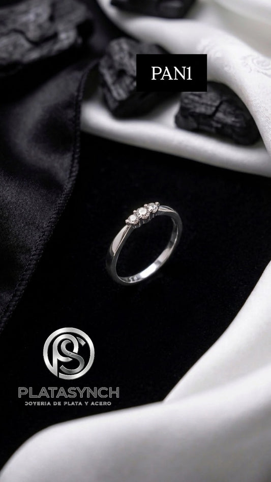 PAN1 - Anillo Plata 925 3 mini circoneas