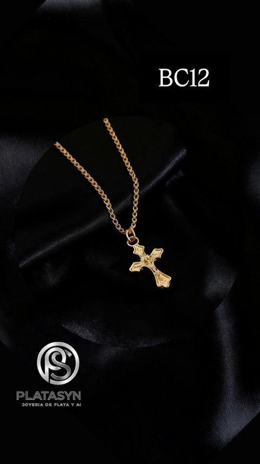 BC12 - Collar brass dorado cruz de cristo