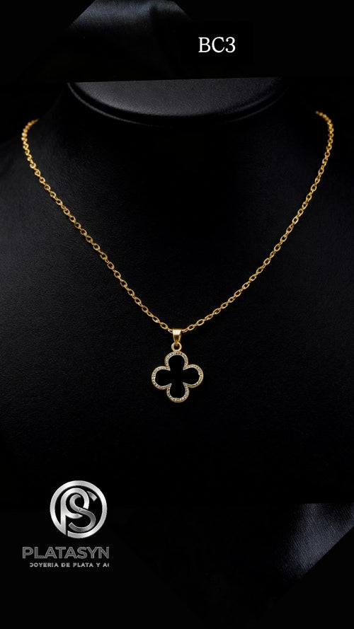BC3 - Collar brass dorado Trebol Vanclif oscuro