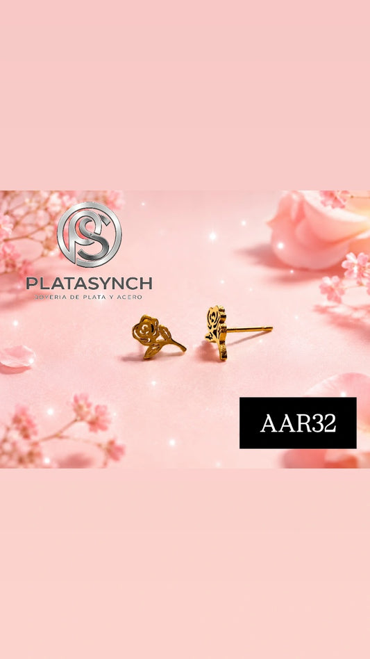 AAR32 - Aretes acero dorado rosa
