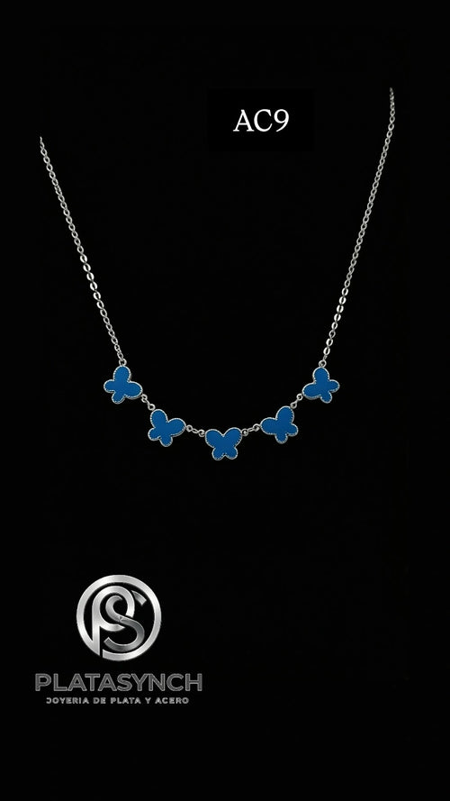 AC9 - Collar acero mariposas azules