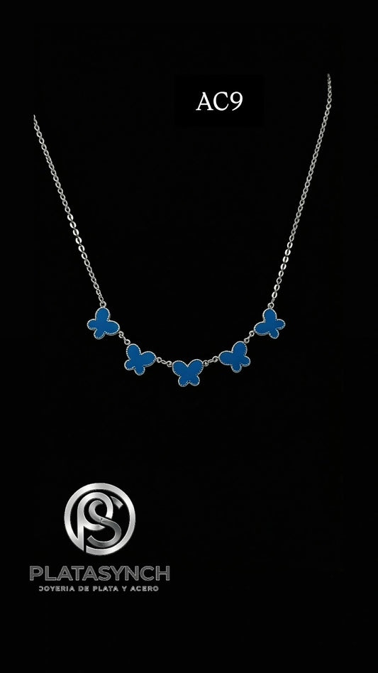 AC9 - Collar acero mariposas azules