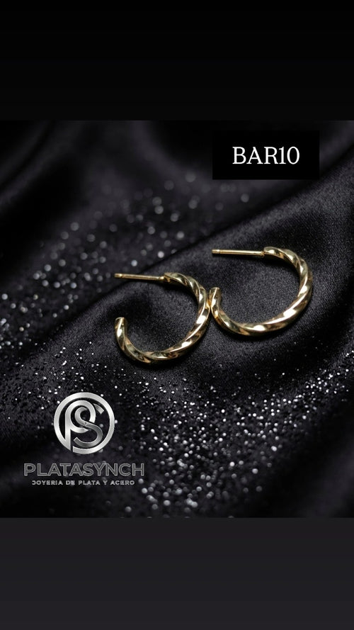 BAR10 - Aretes Brass dorado de palito delgados torcidos