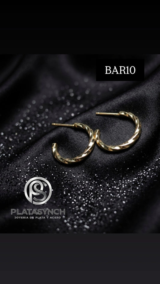 BAR10 - Aretes Brass dorado de palito delgados torcidos