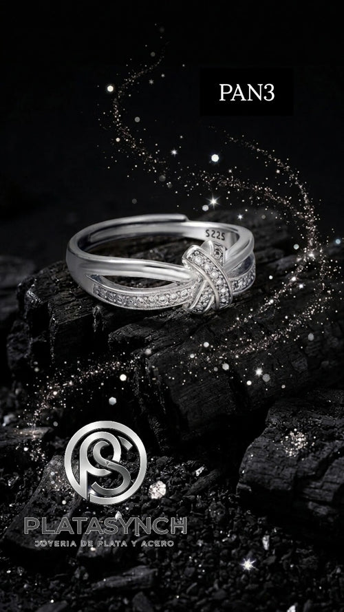 PAN3 - Anillo plata 925 de nudo con circoneas 5A