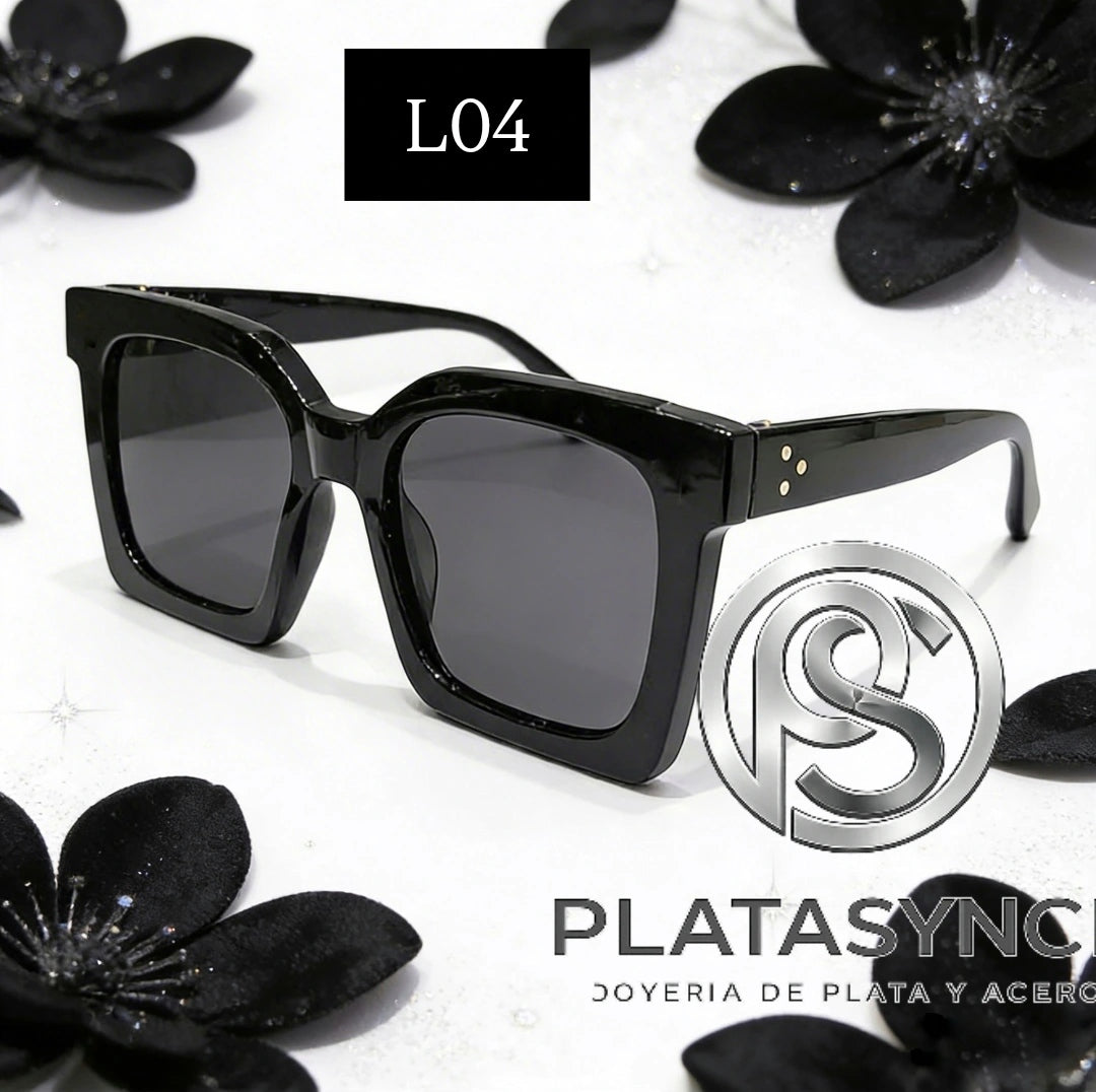 L04 - Gafas - Y2K Cuadradas Negra con 3 puntos