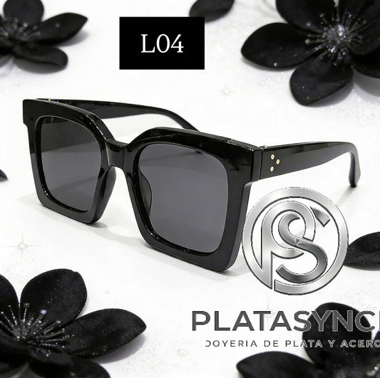 L04 - Gafas - Y2K Cuadradas Negra con 3 puntos