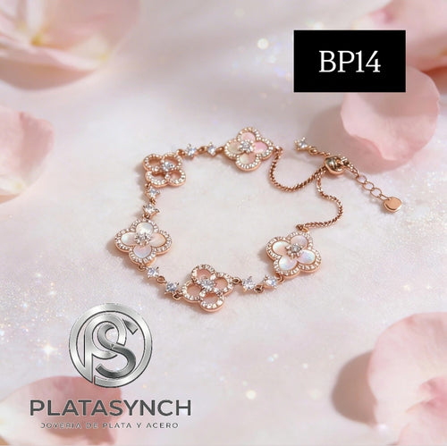 BP14 - Pulcera brass dorado Qimeng sweet cherry Rosa - ahuecada