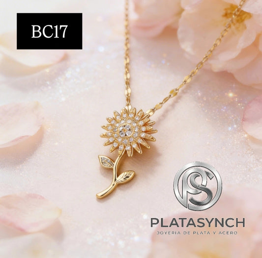 BC17 - Collar brass dije giratorio girasol dorado