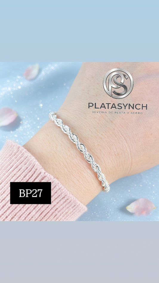 BP27 - Pulsera Brass minimalista - trenzada plata 4mm