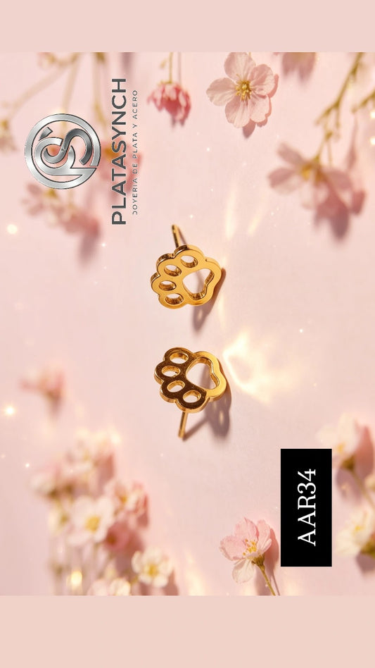 AAR34 - Aretes acero dorado patita