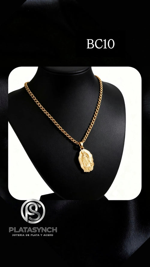 BC10 - Collar brass dorado virgen medalla