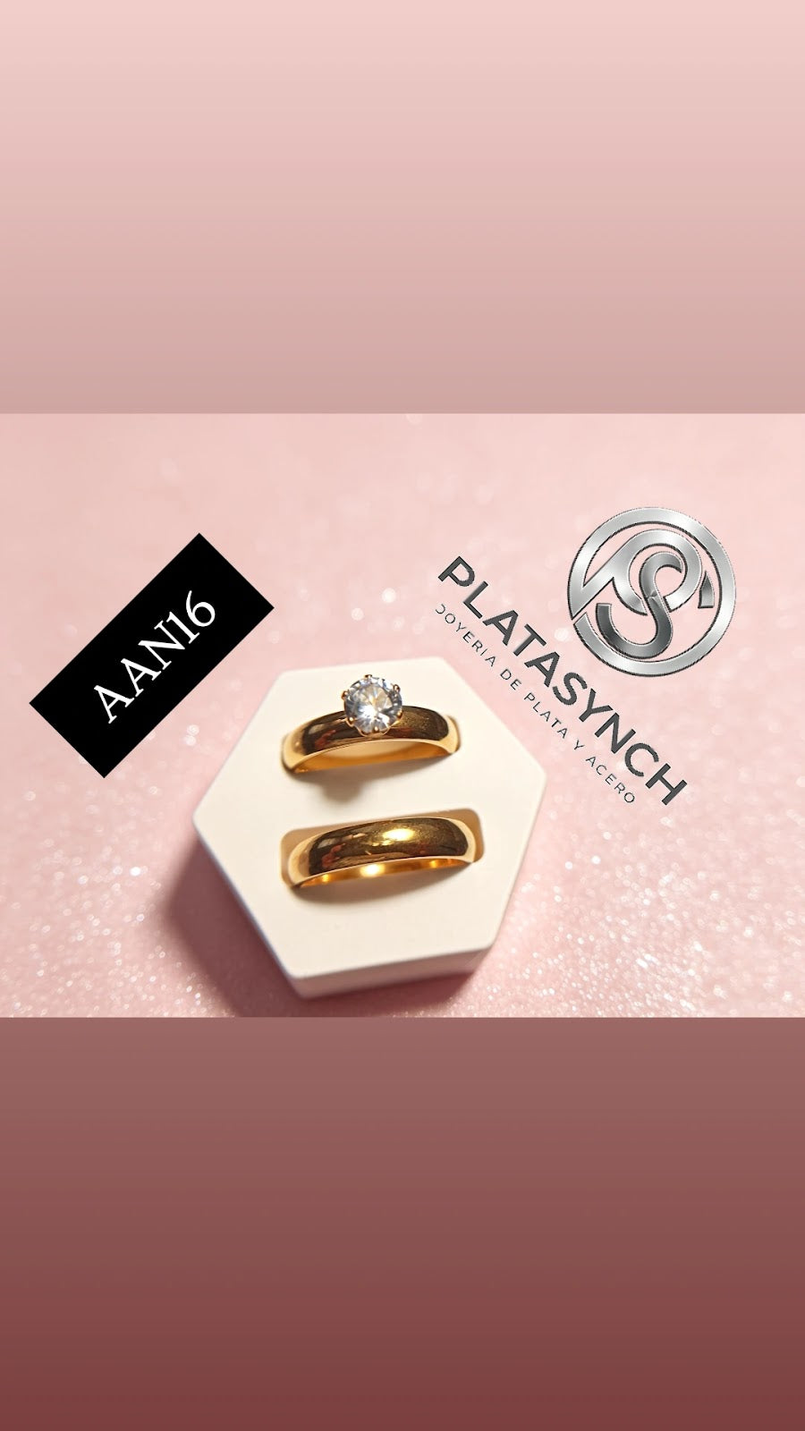 AAN16 - Acero  dorado -  anillo duo