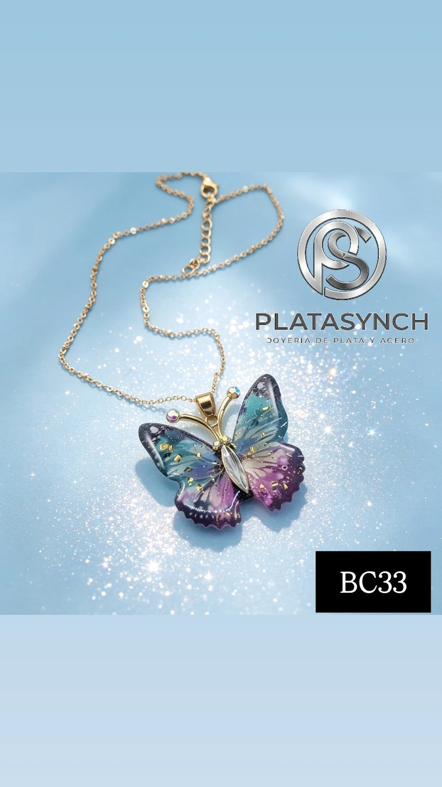 BC33 - Collar brass Mariposa acrilico