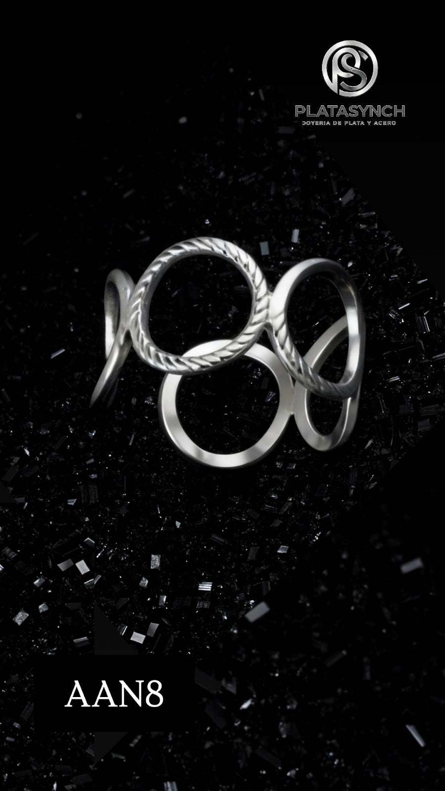 AAN8 - Anillos Acero plateado 5 circulos