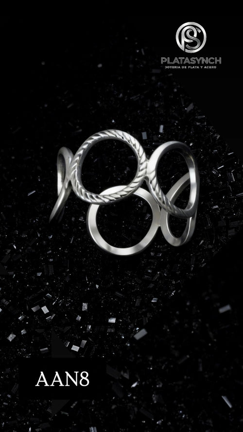 AAN8 - Anillos Acero plateado 5 circulos