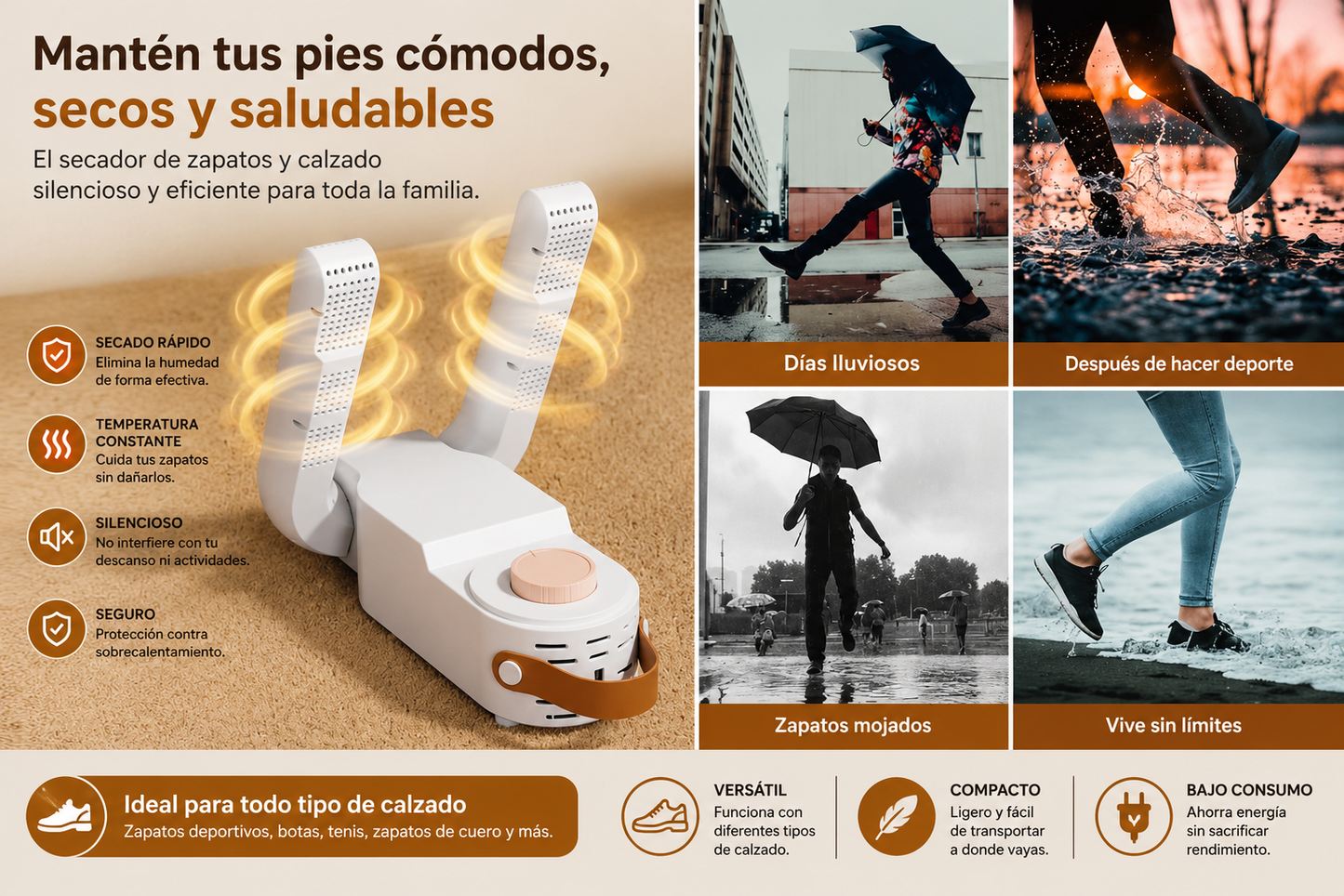 Secador Eléctrico de Zapatos Plegable® – Elimina Humedad y Malos Olores | Pago Contra Entrega