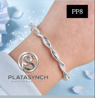 PP8 - Pulsera Plata 925 deslizante Ubi-Mos mate doble trenzado