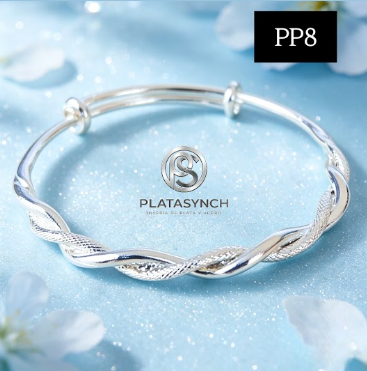 PP8 - Pulsera Plata 925 deslizante Ubi-Mos mate doble trenzado