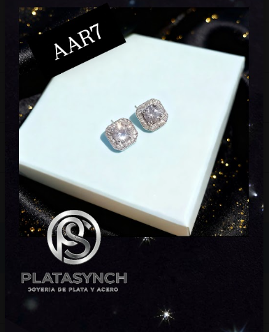 AAR7 - Aretes Acero  Plateado Piedras natales Dic palito