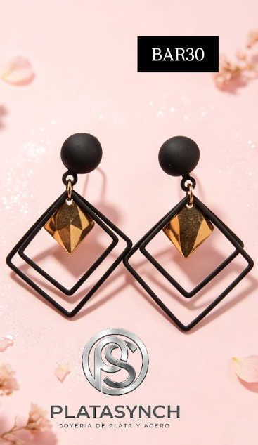 BAR30 - Artes brass Negro con dorado - cisculos y rombos