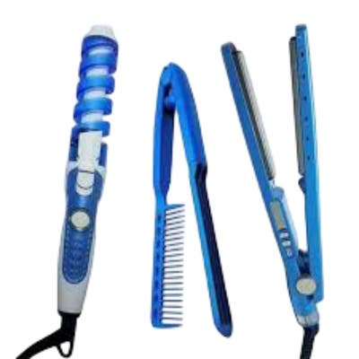 Kit Cabello Perfecto - Nano Titanium Combo Plancha Rizadora Peine